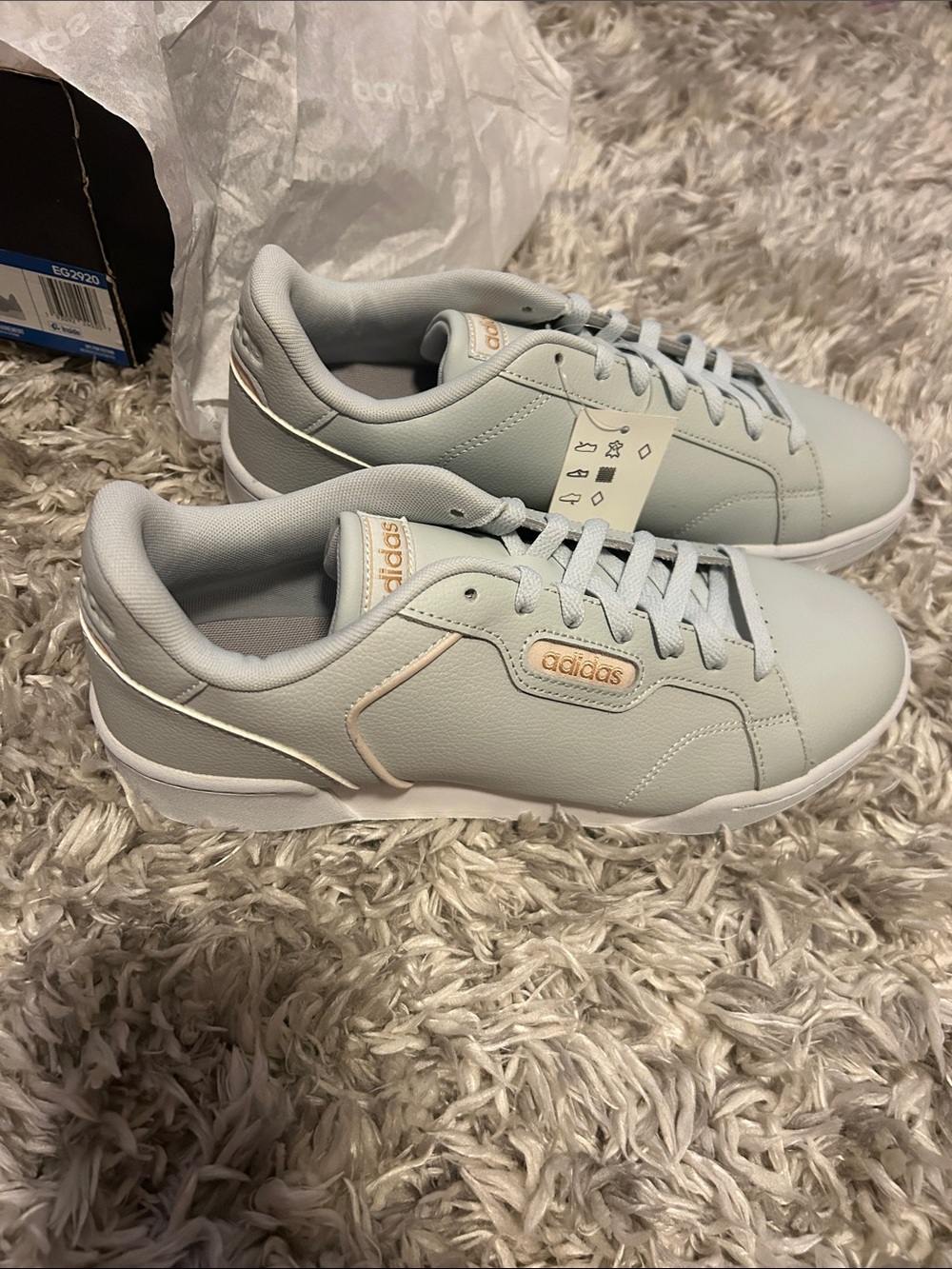 adidas Low-Top Sneakers in Light Gray with Pale Pink Accents